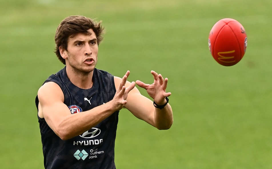 Caleb Marchbank at Carlton training in March, 2022. Picture: Getty Images